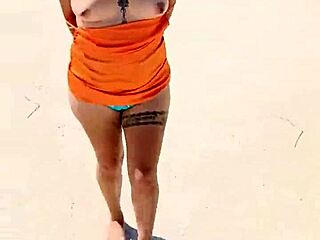 A lovely Mexican woman exposes her sexy body in public