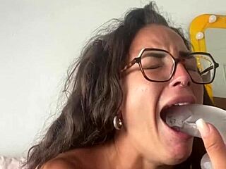 Tattooed brunette's wet masturbation with toys, so hot
