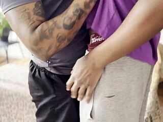 Basketball player fucks transsexual with big black cock!