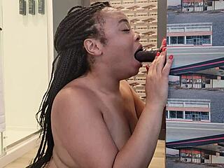 solo girl spits on dildo deepthroat