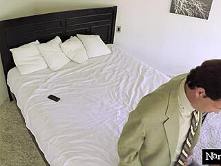 amia miley swallows boss's big cock to keep her job