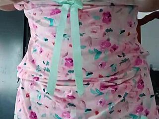 model in my sexy pink pajamas, innocent colleague