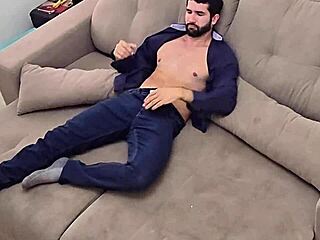 coming home from work and jerking off to big cock