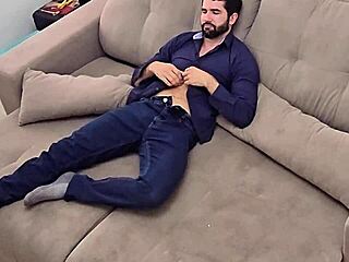 coming home from work and jerking off to big cock