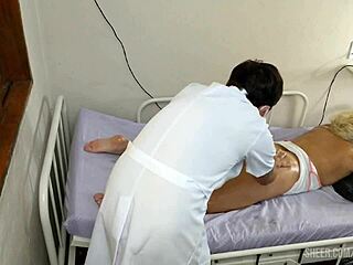 A masseuse helps a married woman to relieve her stress