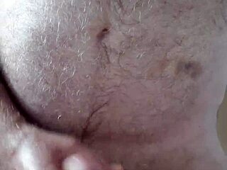 Rustyas1 - happy hairy belly guy jerking his cock of course
