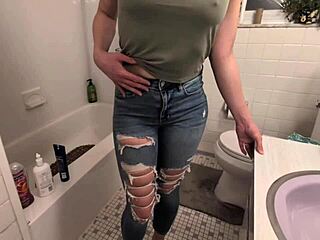 Watch This Slut's Desperate Pee and Golden Shower!