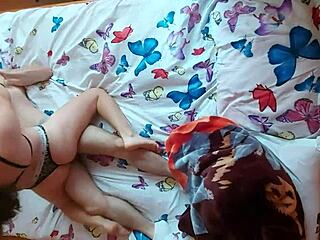 A young couple have amazing and so hot sex from above - top view