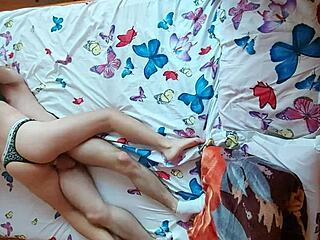 A young couple have amazing and so hot sex from above - top view