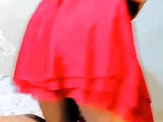 Shemale sissy urinates on the body, embodying true slutty behavior
