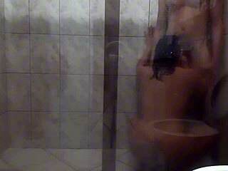 Bathroom sex with big couple, intense and passionate