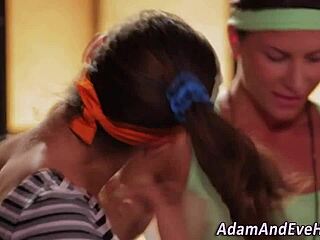 lesbian babes in a threeway eating each other out