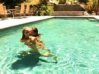 two hot lesbian lovers kiss passionately, lick wet pussies, rip clothes, and fuck in a quickie.