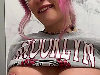 Busty Babe Flashes Tits In Home Store