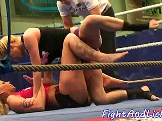 A busty European beauty got into a wrestle with her friend