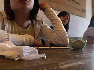 Hey, watch two Japanese backpacker girls get wild with older guys in a hostel dorm!
