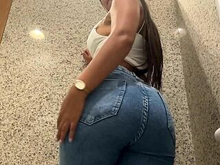 Latina's Big Ass Masturbation in Shopping Mall Bathroom