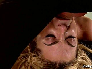 tied blonde in stockings gets pussy stuffed with toy