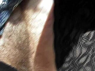 Hairy Mature Woman Flashes Pussy in Car