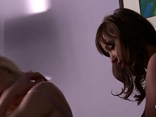 The sensual Brunette kiss fueled crazy blonde lust