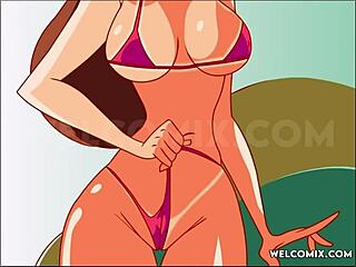 Excited While Putting Suntan Lotion on Milf Getting a Suntan