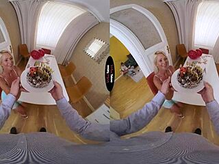 Blonde and brunette give blowjob and handjob in pov taboo celebration