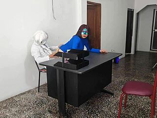 the doctor fucks his secretary on the desk, she rides him sensually at work