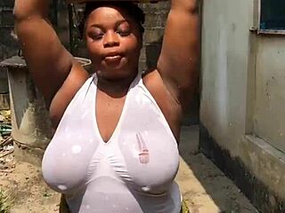 wanna help this bitch with massive tits get fucked hard outdoors?