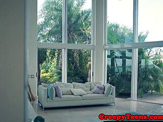 19-year-old petite babe with small tits fucked hard by horny stalker in rough domination.