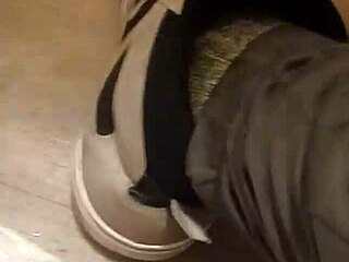 Friend has fun trashing my sneakers in fetish play