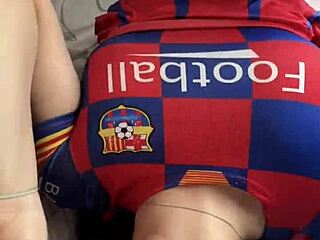 The hot cheerleader with big ass took on two cocks in a group scene