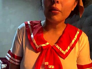 Beautiful college prostitute Helena Danae masturbates with dildo, showing wet pussy and vaginal juices