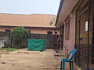 Sex addicted housewife fucks her husband's brother outside.