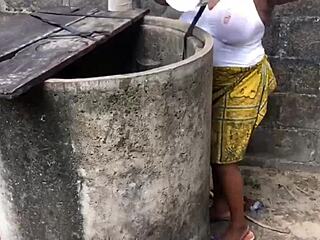 wanna help this bitch with massive tits get fucked hard outdoors?