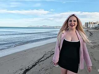 Curvy German girl’s daring public blowjob leads to anal