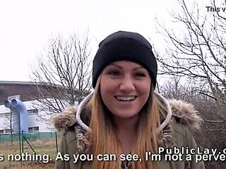 Brunette euro babe's outdoor POV bang surprises voyeurs