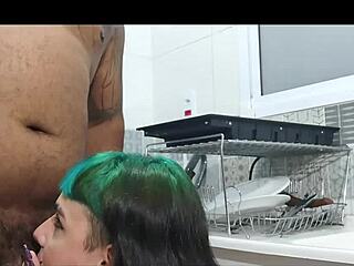 I ate my friend's pussy in the kitchen