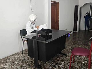 the doctor fucks his secretary on the desk, she rides him sensually at work