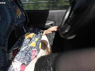 Hairy Mature Woman Flashes Pussy in Car