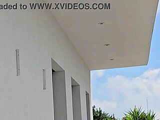 Young couple entertained on the balcony with passion