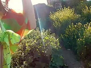 Spunky teen model strips naked during outdoor photoshoot