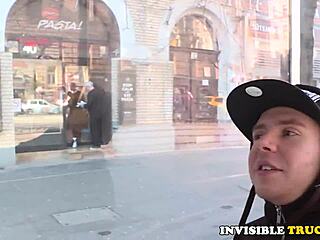 Want to see a redhead Euro picked up for public car sex?