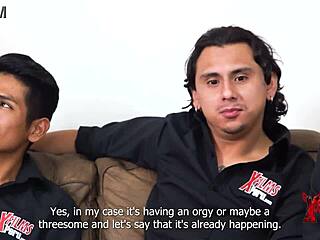 Three horny youths desire casting with submissive redhead nympho