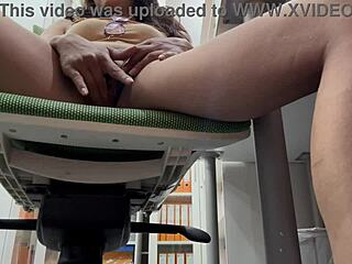 Caught Masturbating In Office Gets Huge Ass Blowjob