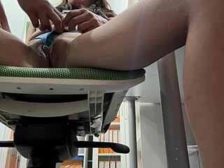 Young woman fapping at work gets a slutty surprise