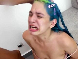 Skinny Brunette Babe Gags Deep on Cock in POV