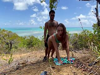 Anal sex outdoors on northeastern beach with neighbors