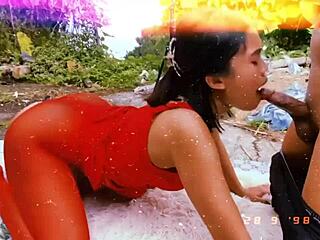 Exhibitionist sex in the backyard with my step brother, flashing and cowgirl riding