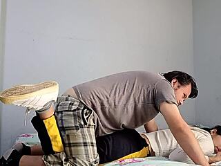 University student on period, stepbrother fucks her hard anyway.