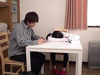 Japanese Young Beauty Explores First Time in Bedroom with Cute Brunette and Natural Curves